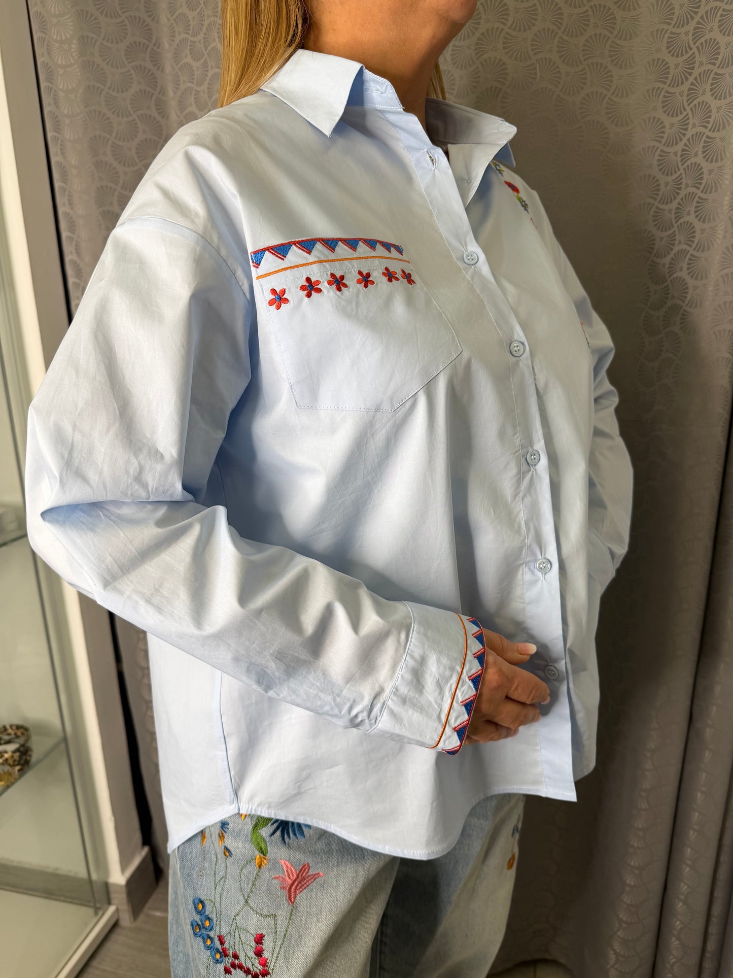 Camicia Fiori Azzurra