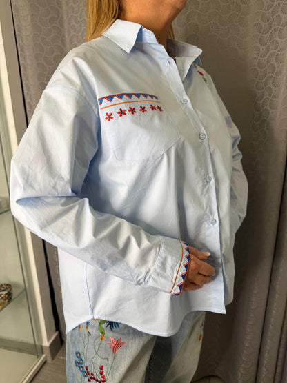 Camicia Fiori Azzurra