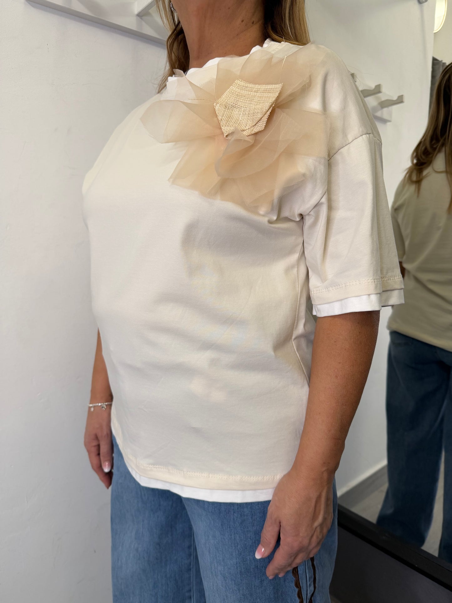 T-shirt Fiore in Tulle