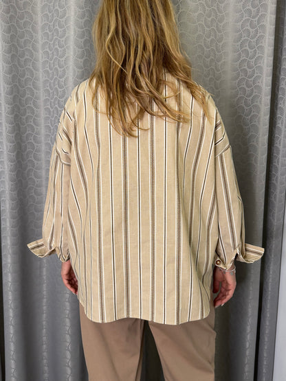 Camicia a Righe Beige