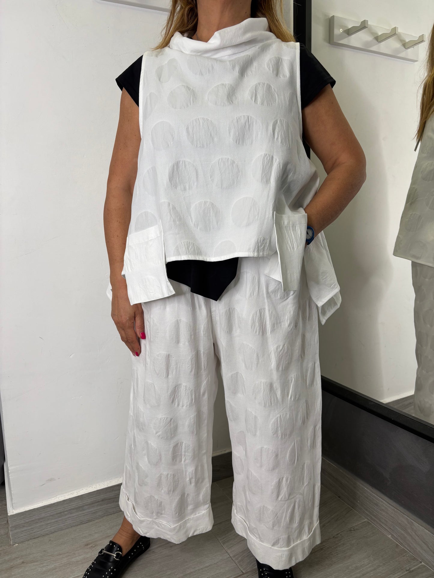 Pantalone Wendy Pois Bianco