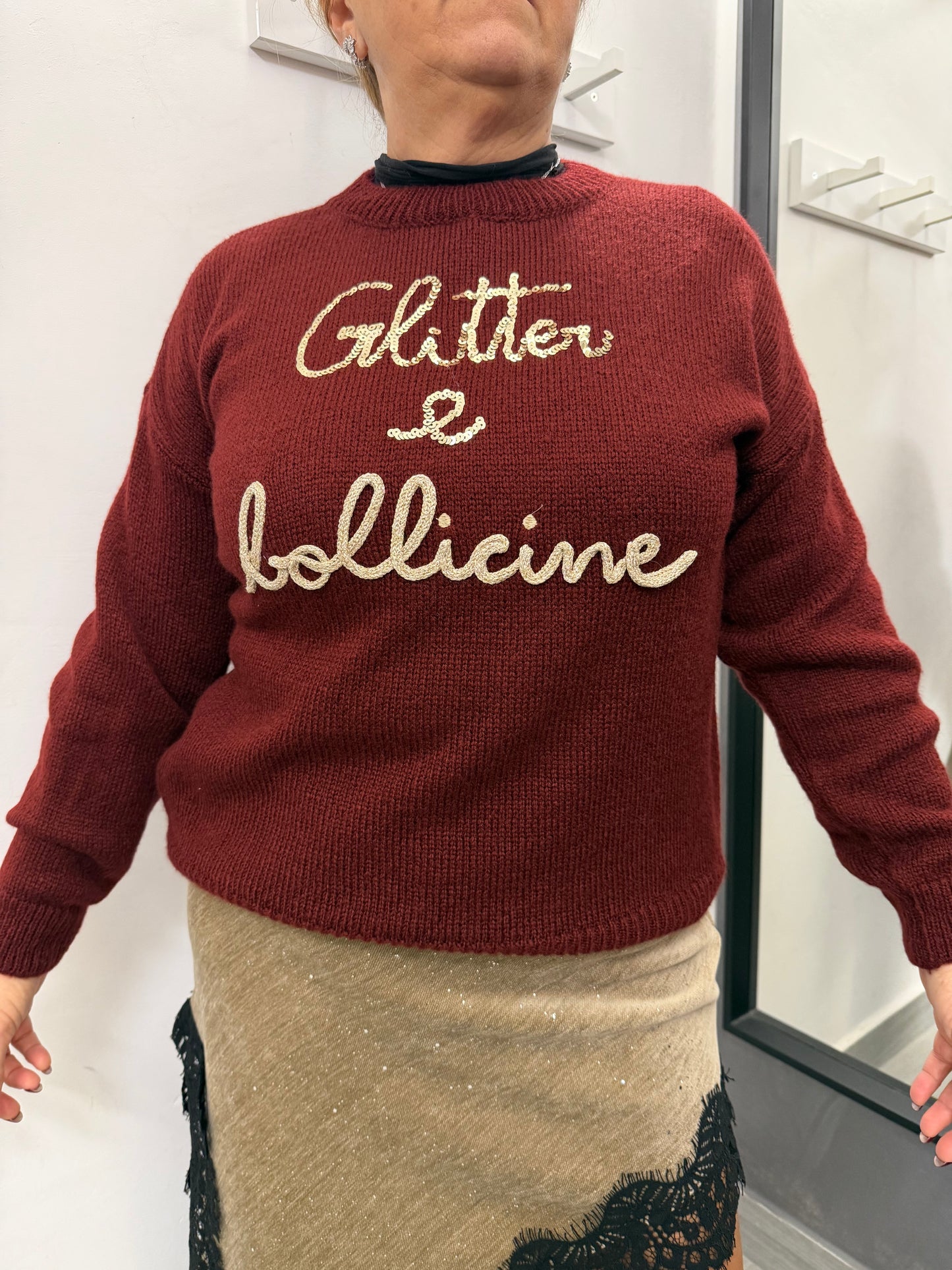 Maglioncino Glitter e Bollicine Bordeaux
