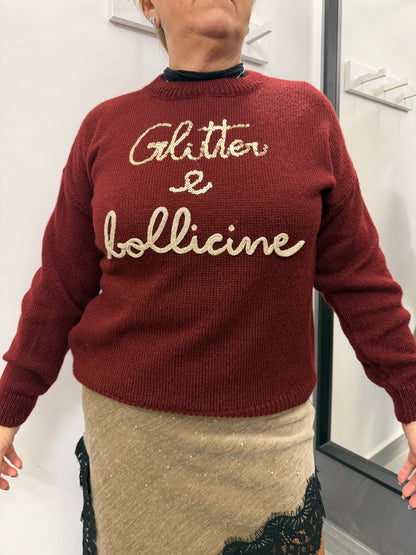 Maglioncino Glitter e Bollicine Bordeaux