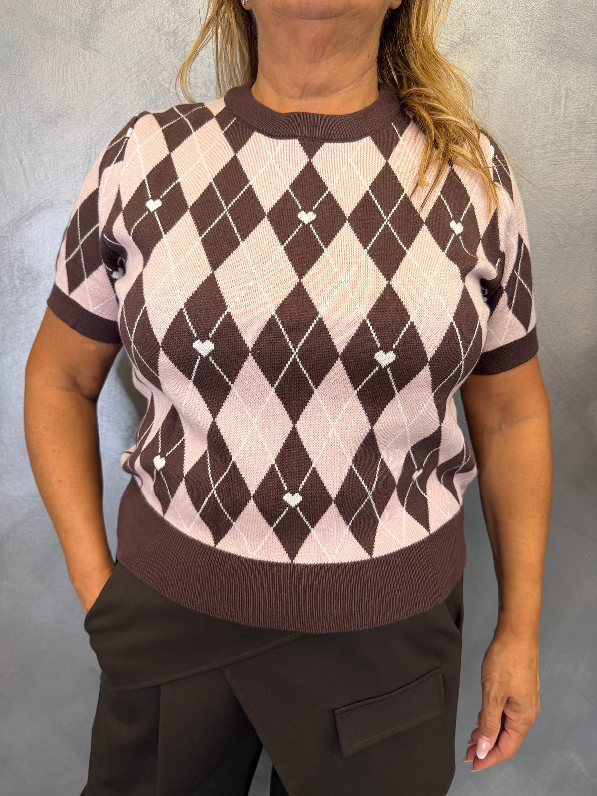 Maglia Rombi Marrone e Rosa