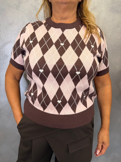 Maglia Rombi Marrone e Rosa