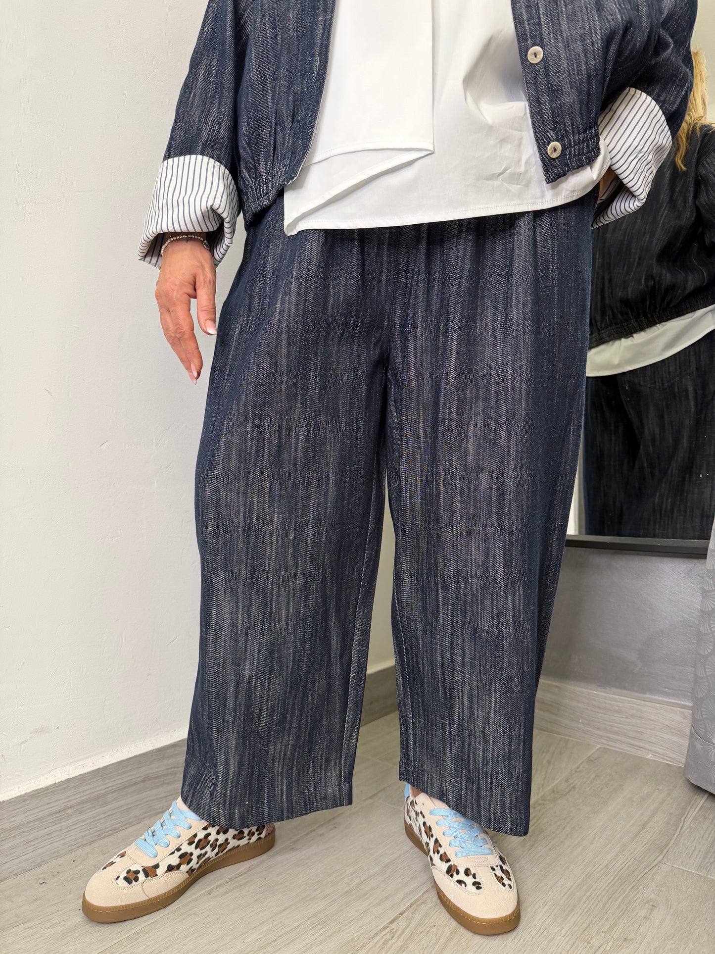 Pantalone Denim Rigato