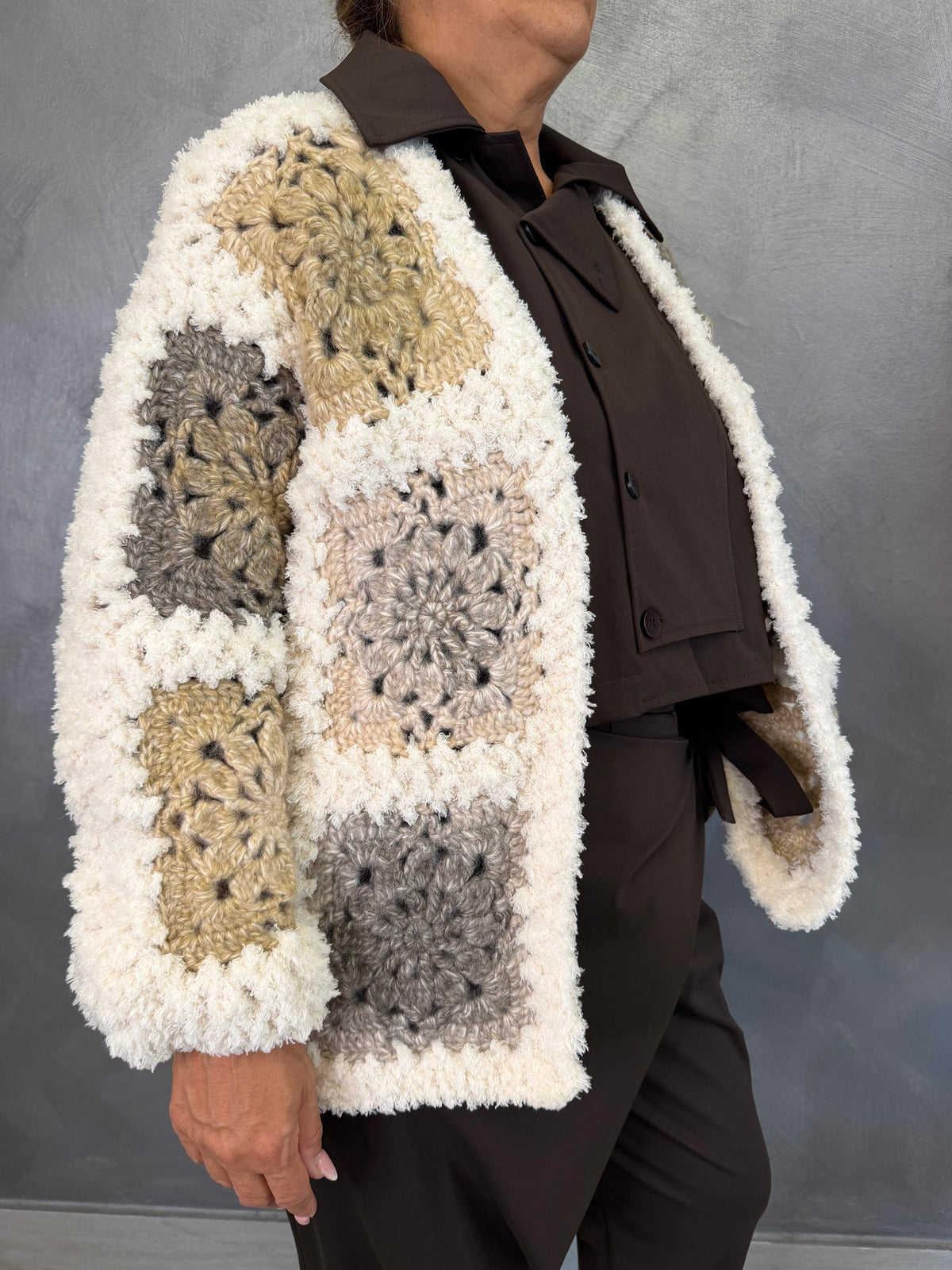 Cardigan Crochet Burro/Beige