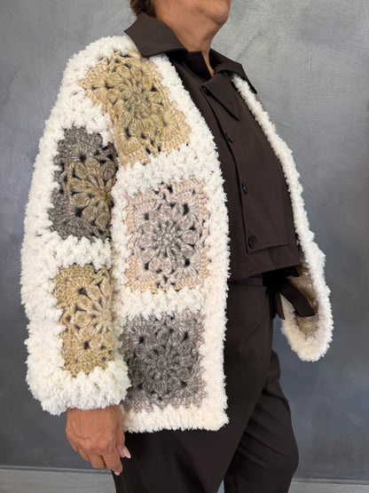 Cardigan Crochet Burro/Beige