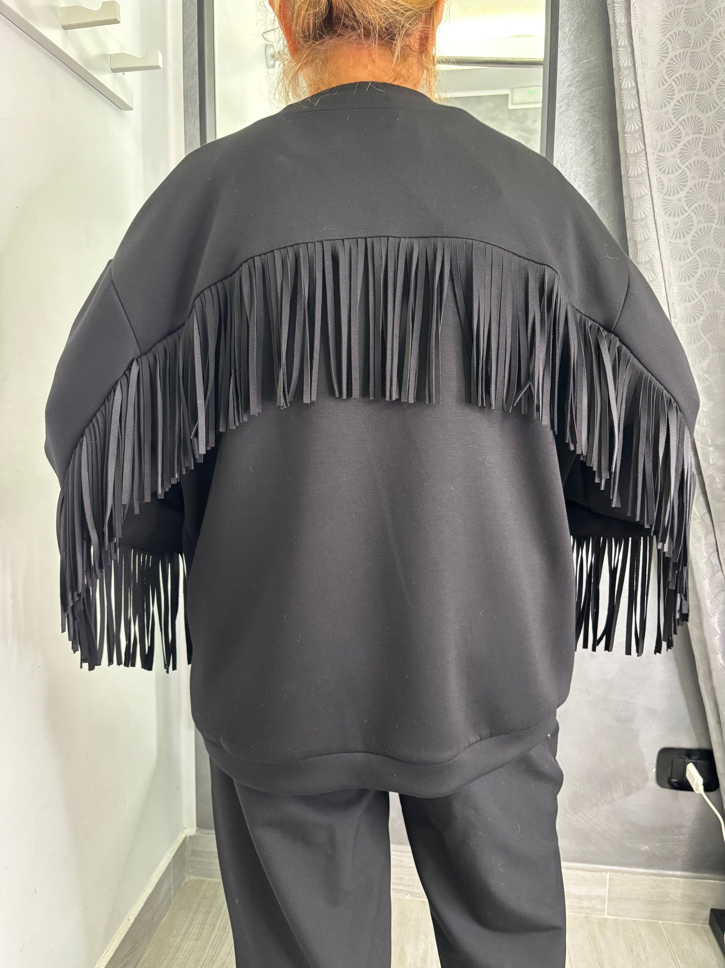 Cardigan Frange Nero Lumina