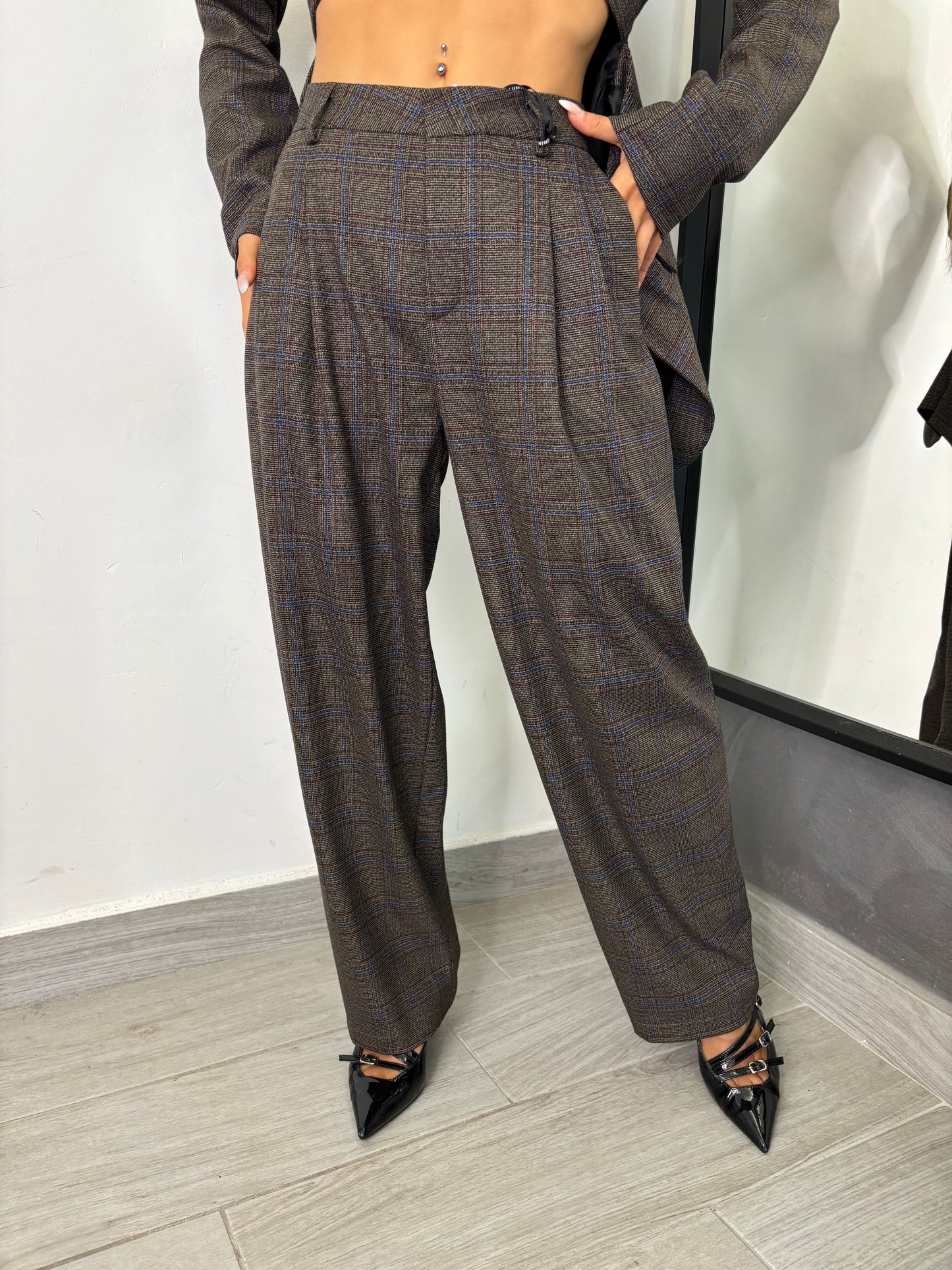 Pantalone Quadri Blu Notte Lumina