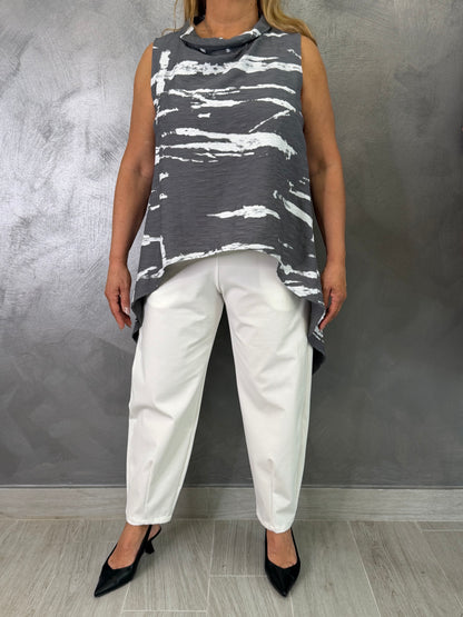 Top Wendy Onda Grigio/Bianco