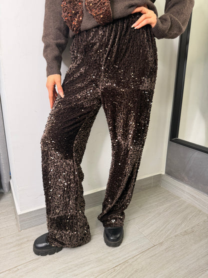 Pantalone Paiettes Marrone