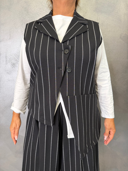 Gilet Aléa Uni Gessato Nero