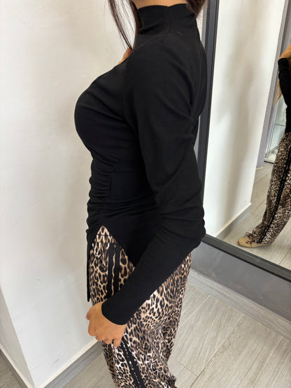 Maglia Basic Arricciata Nera
