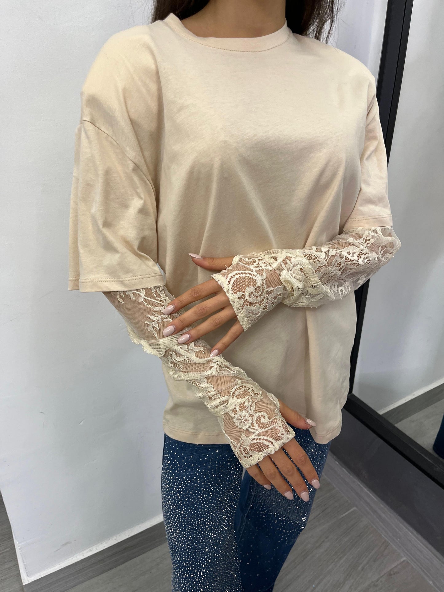 T-Shirt Pizzo Beige Vicolo