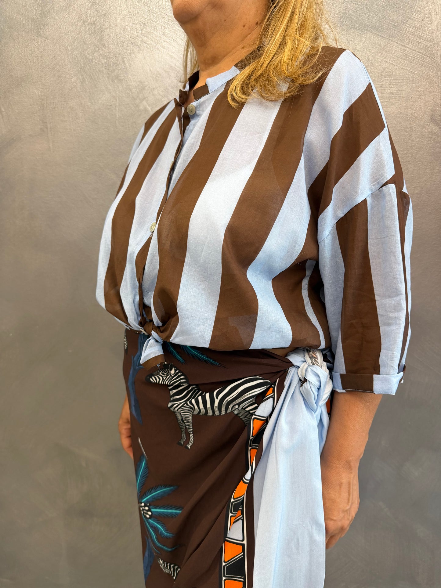 Camicia Righe Marrone