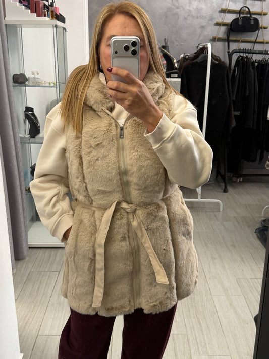 Gilet in Ecopelliccia Beige