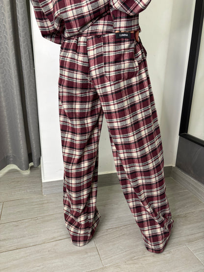 Pantalone A Quadri Burgundi Lumina
