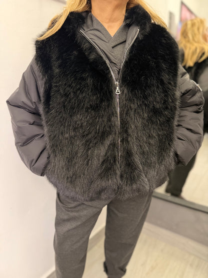 Piumino In Ecopelliccia Nero