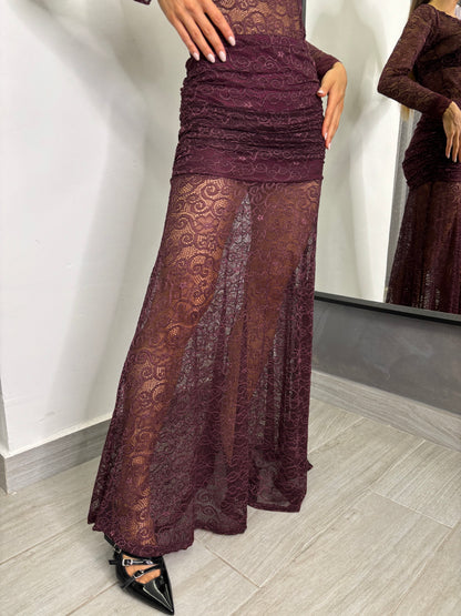 Gonna Pizzo Burgundi Lumina