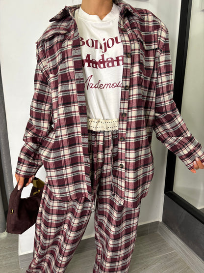 Camicia A Quadri Burgundi Lumina
