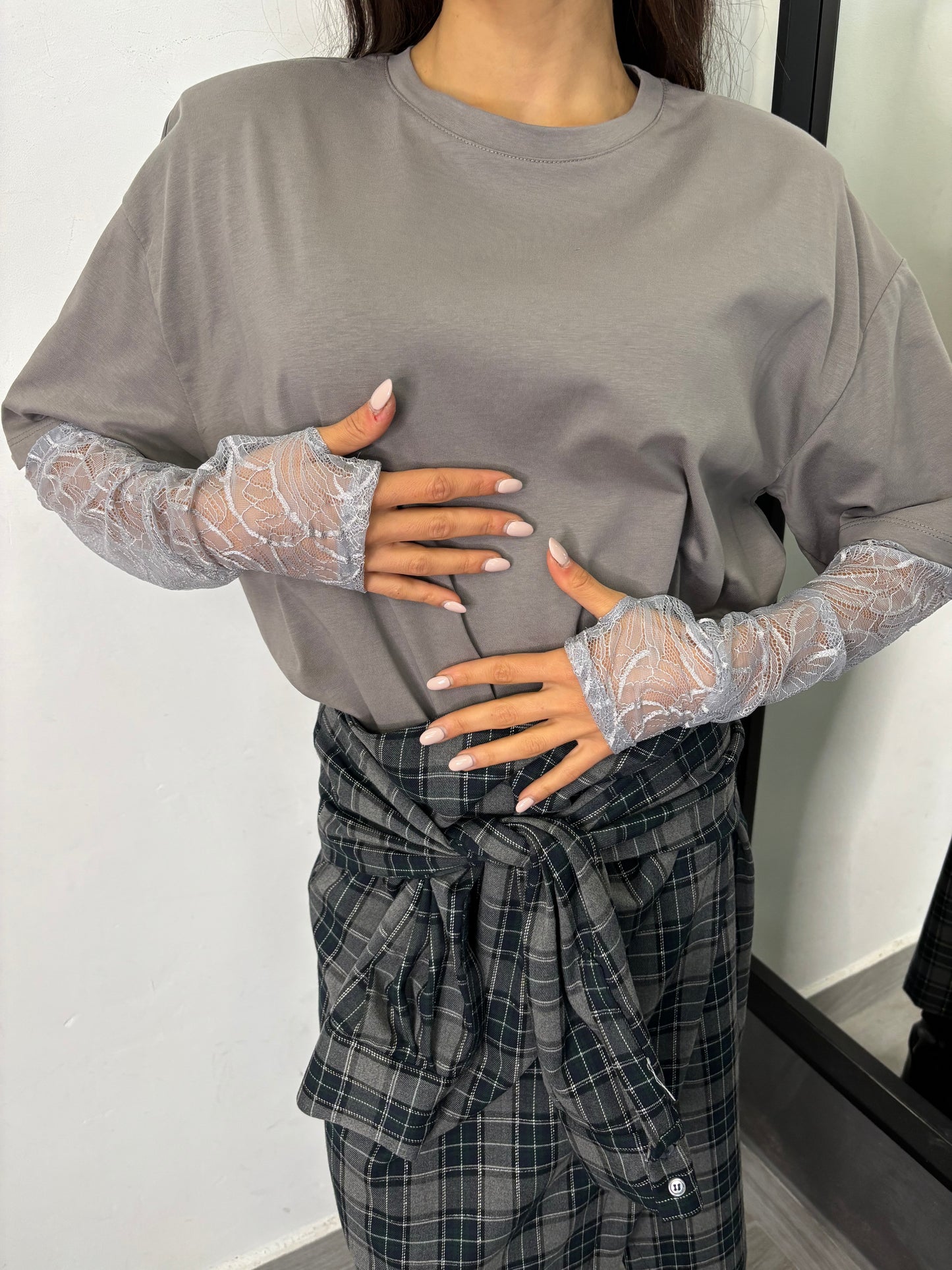 T-Shirt Pizzo Grigio Chiaro Vicolo