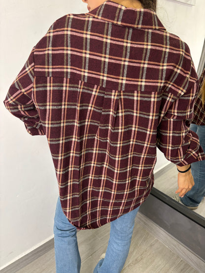 Camicia Scozzese Bordeaux