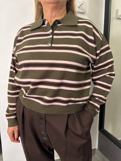 Polo Righe Marrone