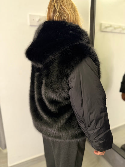 Piumino In Ecopelliccia Nero