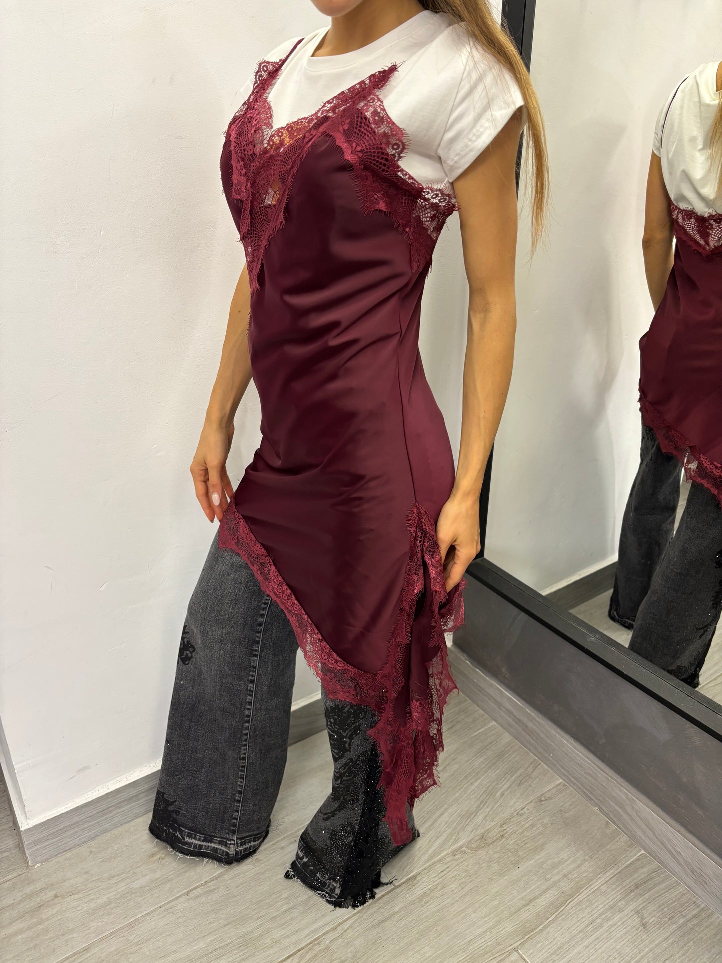 Abito Lingerie Pizzo Bordeaux