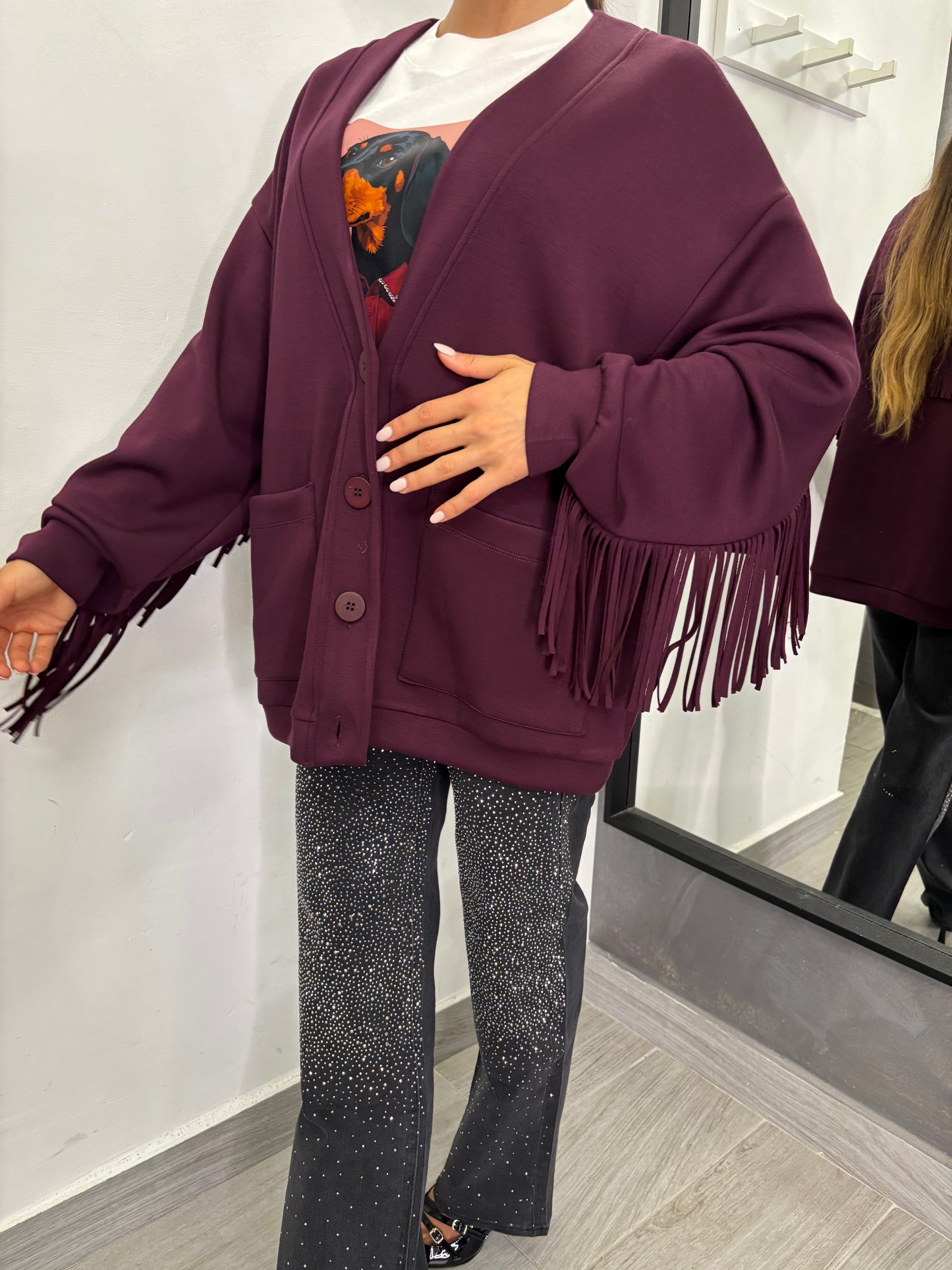 Cardigan Frange Burgundi Lumina
