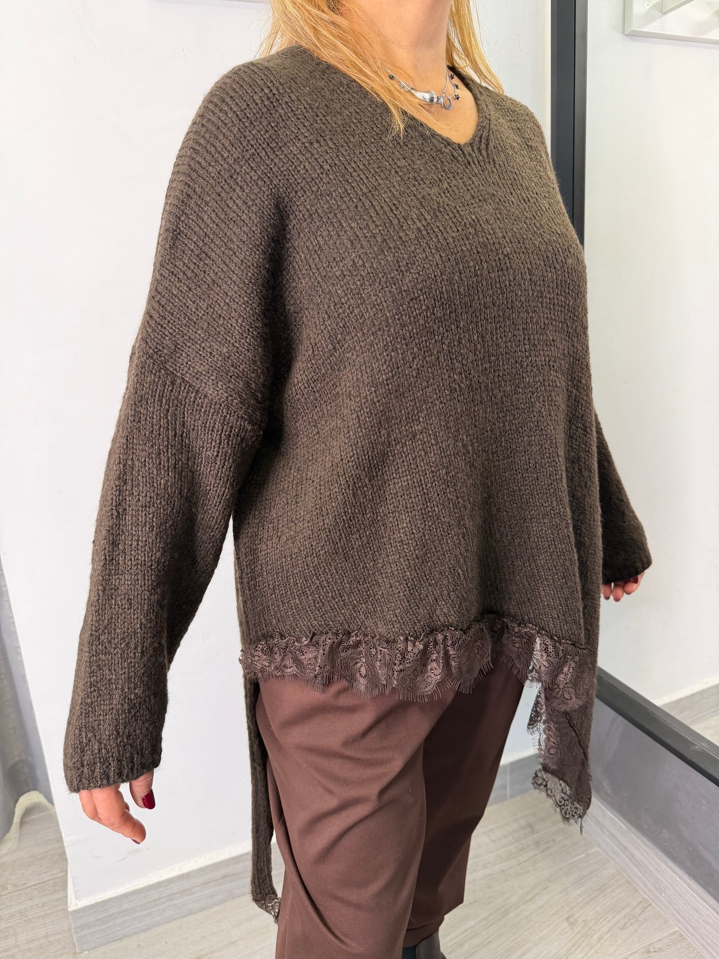 Maglione Pizzo Marrone