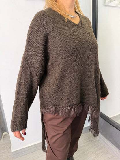 Maglione Pizzo Marrone