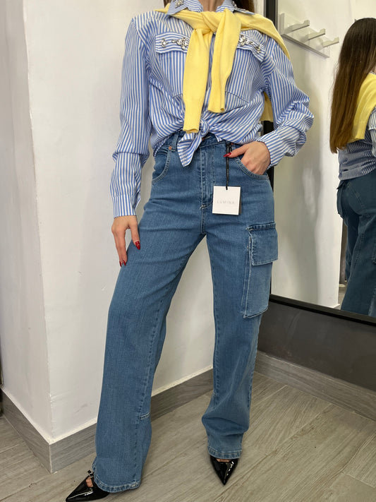 Pantalone Jeans Cargo Lumina