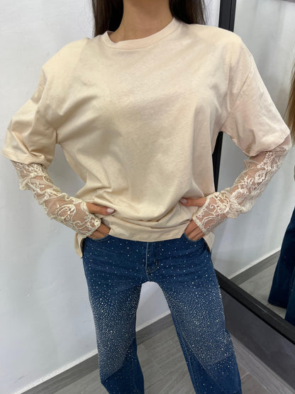 T-Shirt Pizzo Beige Vicolo