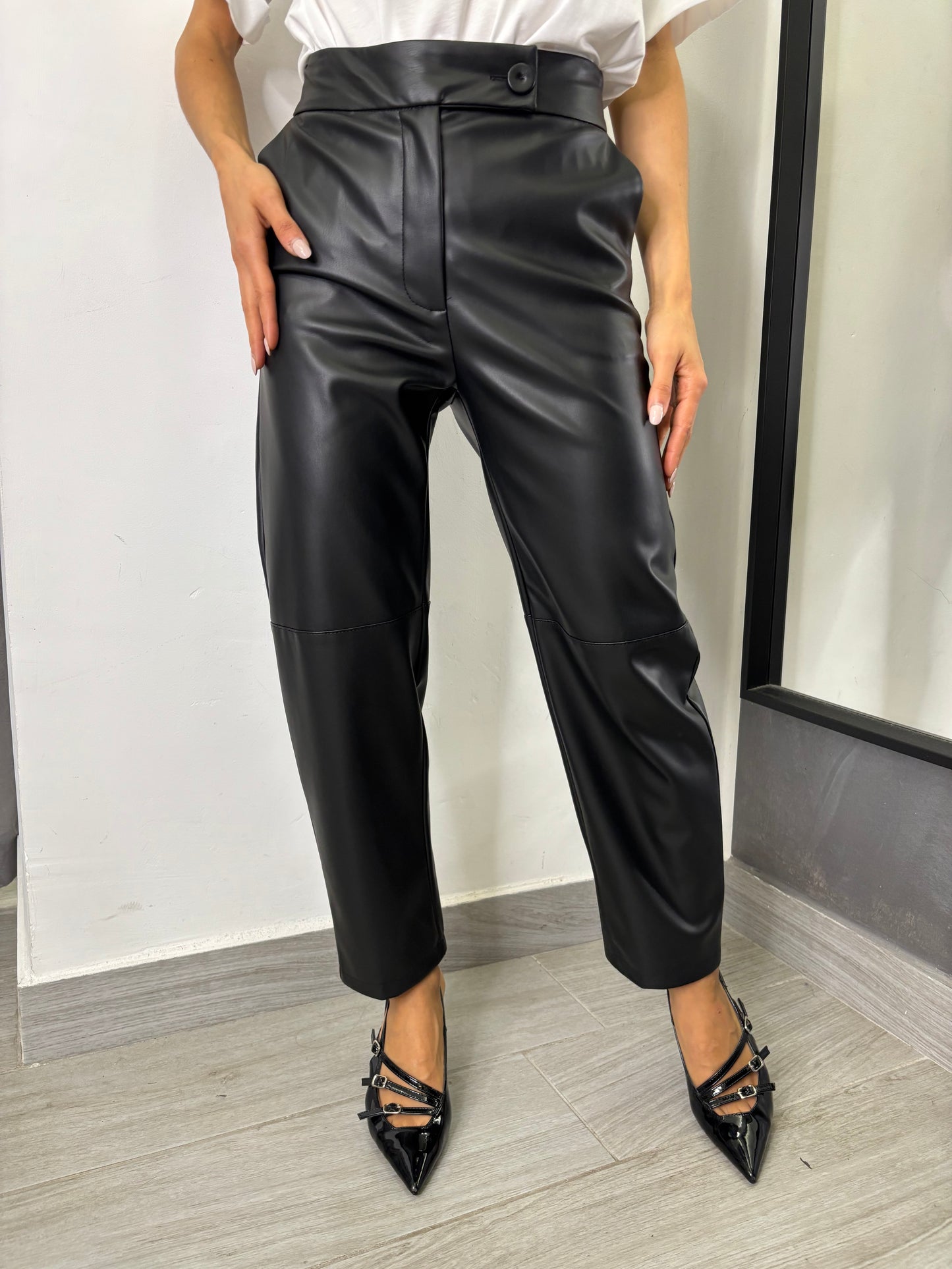 Pantalone Ecopelle Nero Imperial