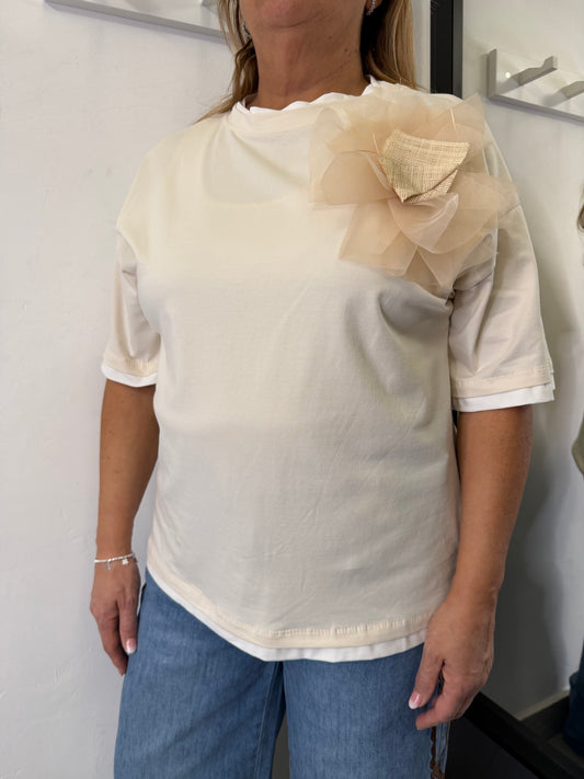 T-shirt Fiore in Tulle