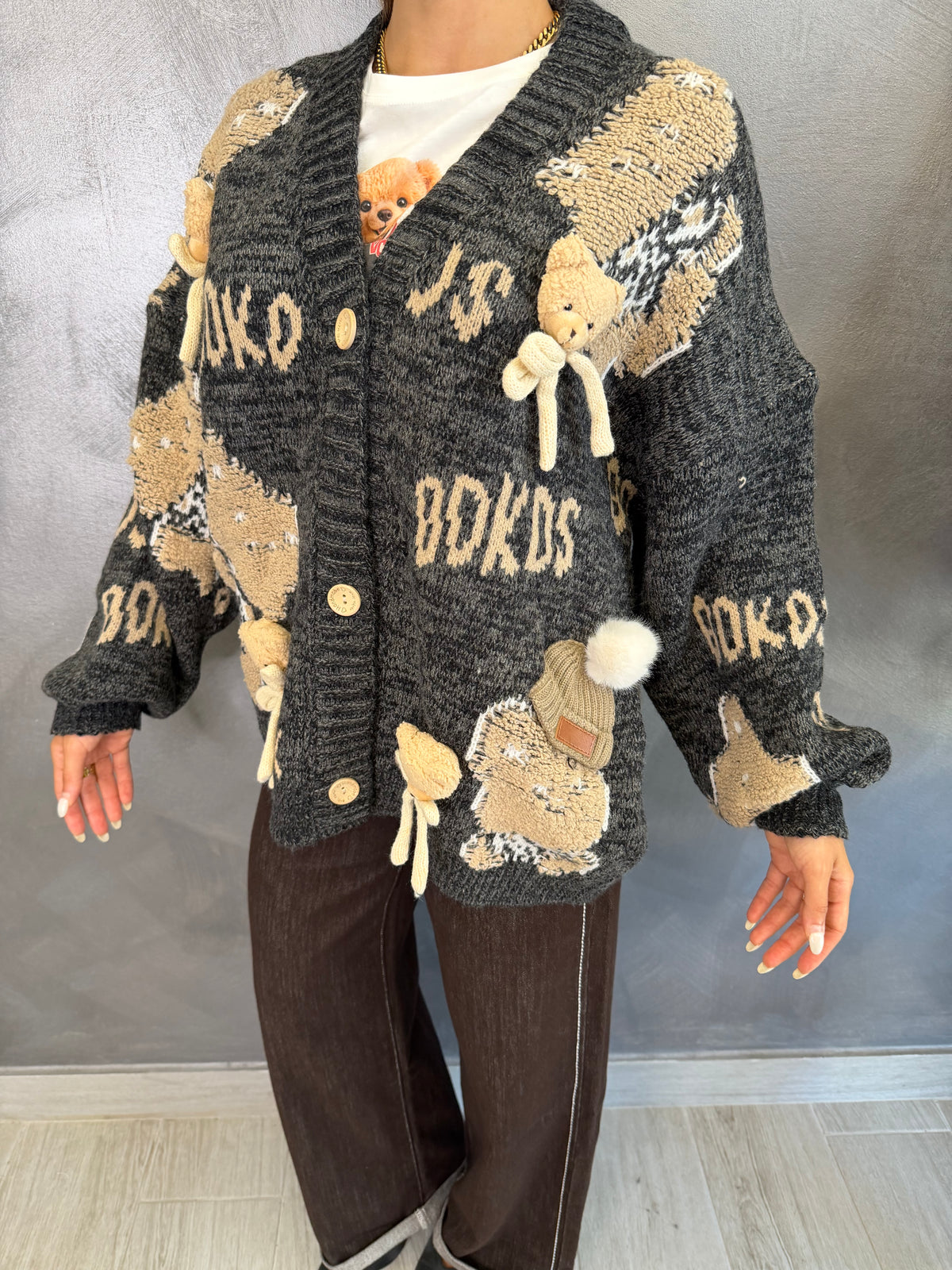 Cardigan Teddy Grigio