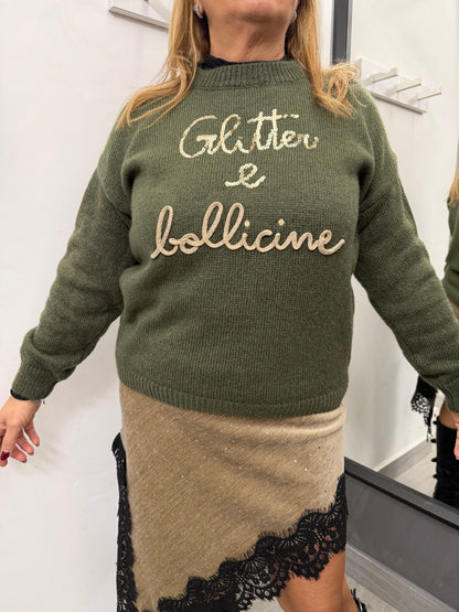 Maglioncino Glitter e Bollicine Verde