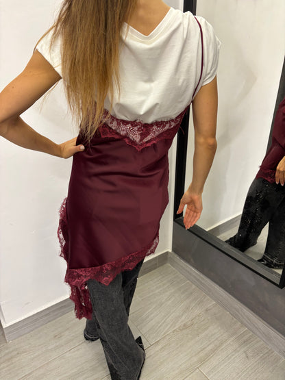 Abito Lingerie Pizzo Bordeaux