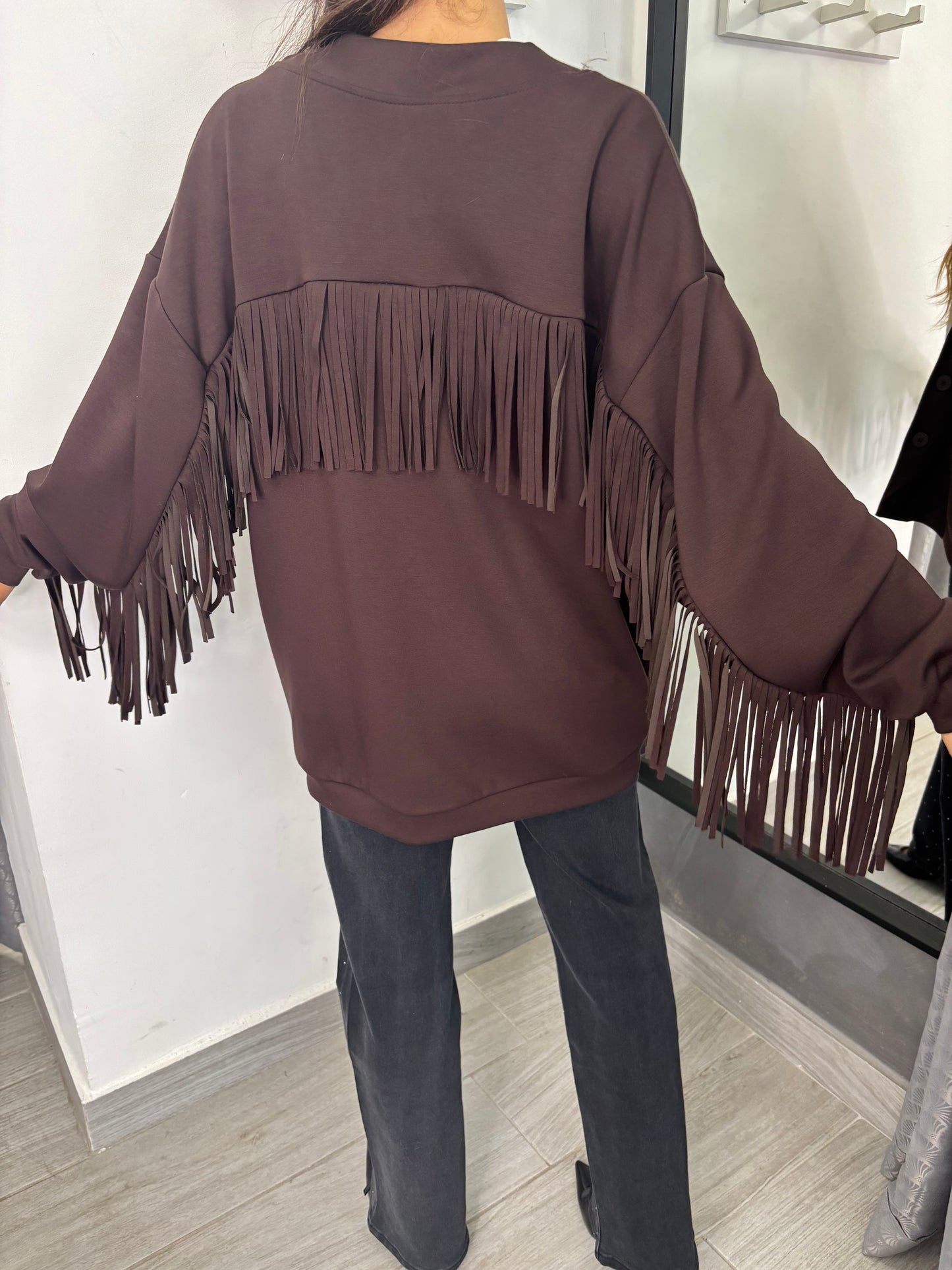 Cardigan Frange Marrone Lumina