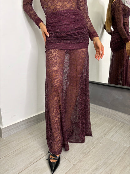 Gonna Pizzo Burgundi Lumina