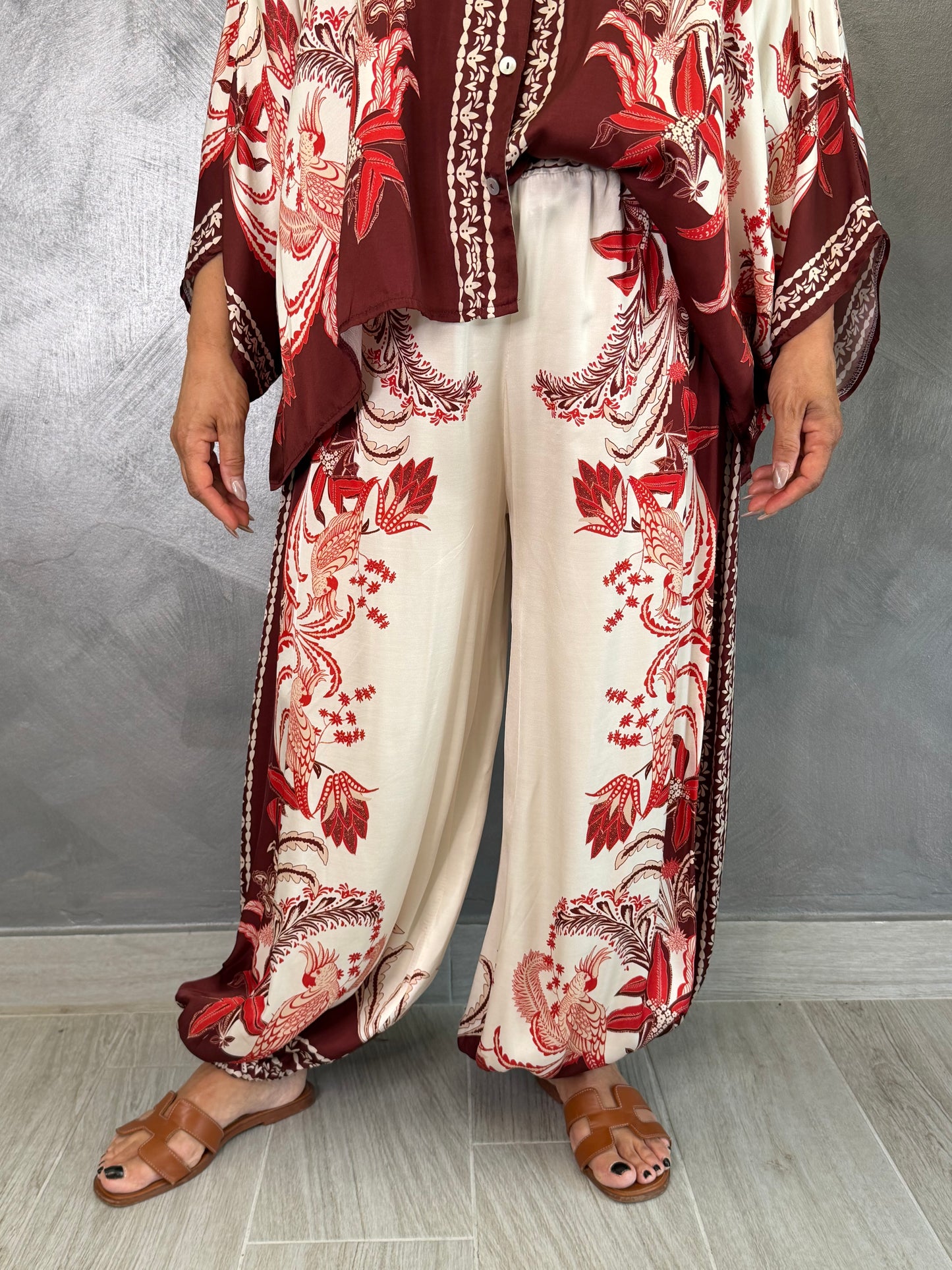 Pantalone Nives Fantasia Rosso