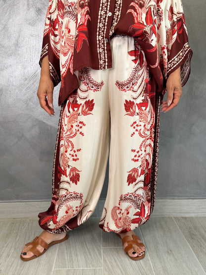 Pantalone Nives Fantasia Rosso