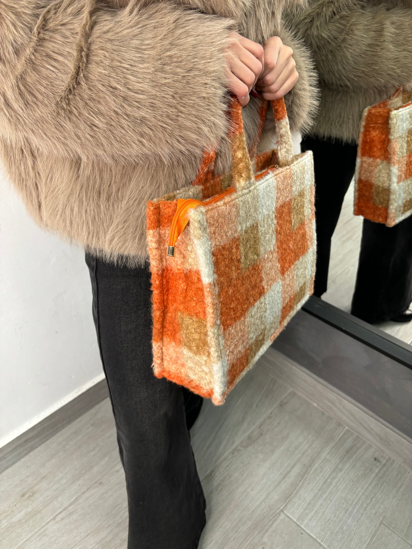 Borsa Bucle’ Arancio/Burro