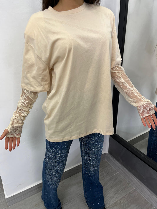 T-Shirt Pizzo Beige Vicolo