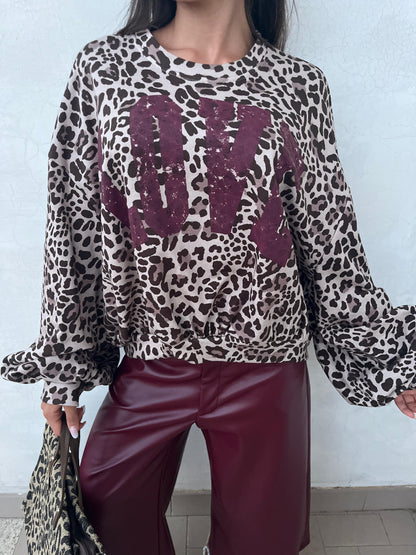 Felpa Love Leopardata