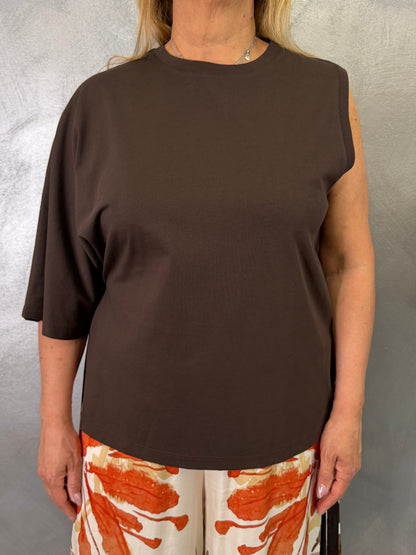T-Shirt Monospalla Marrone Vicolo