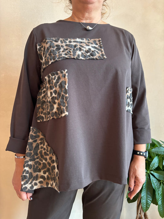 Casacca Wendy Leopard Marrone