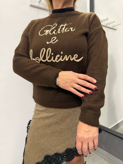 Maglioncino Glitter e Bollicine Marrone